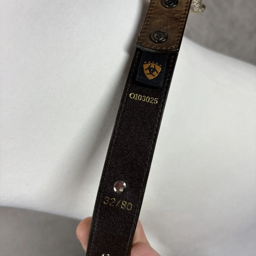 Ariat Western Heart Brown Leather & Metal Belt Women's 32/80 Cowgirl Festival